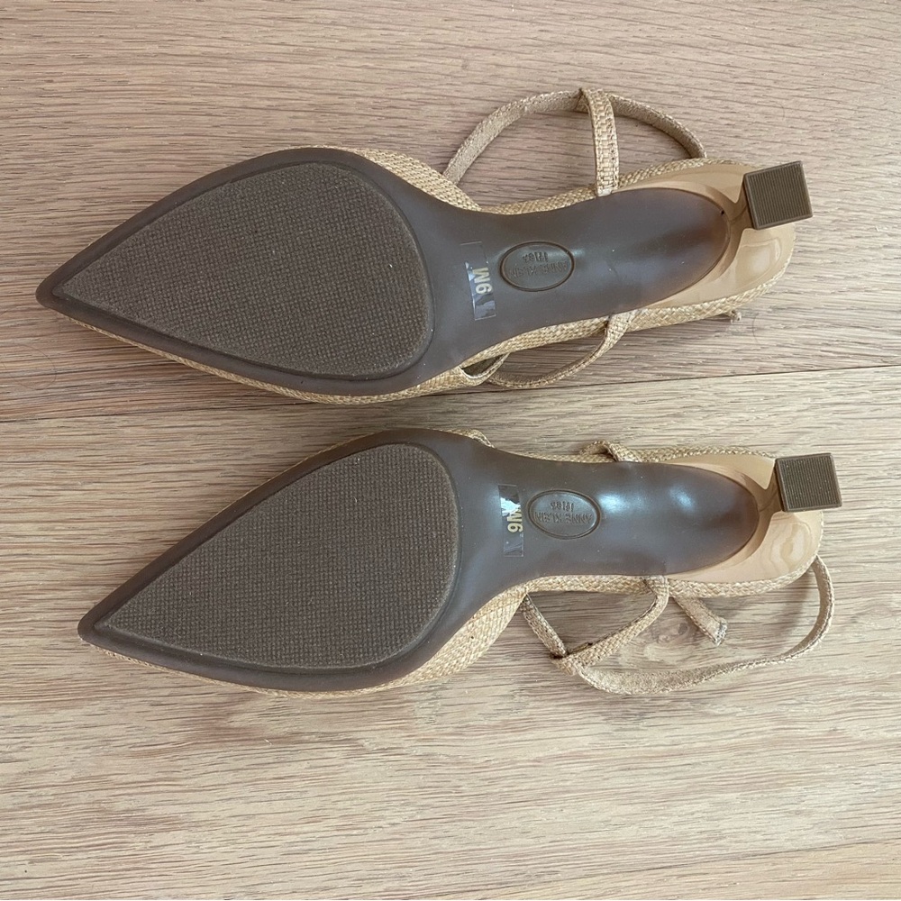 Anne Klein Ivette Brand New! Never worn tan woven with 2.25" flared kitten heel - Picture 3 of 10